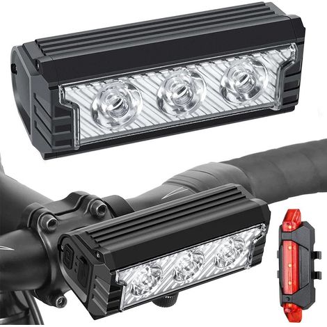 Kit de guidon, lumière led avant arrière batterie usb, vélo (1/5)