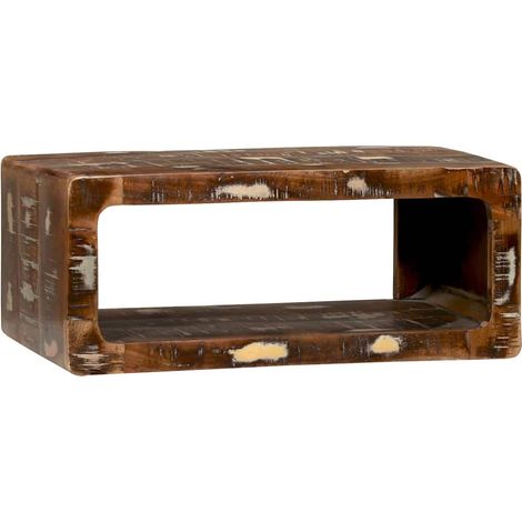 Elegante mobile porta TV con pratico contenitore 60 x 30 x 25 cm realizzato in legno massello di recupero 020058071