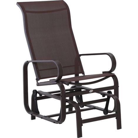 Fauteuil à bascule chaise de jardin chaise relaxante balançoire métallique pour balcon en terrasse, Texteline 60 x 75 x 104 cm