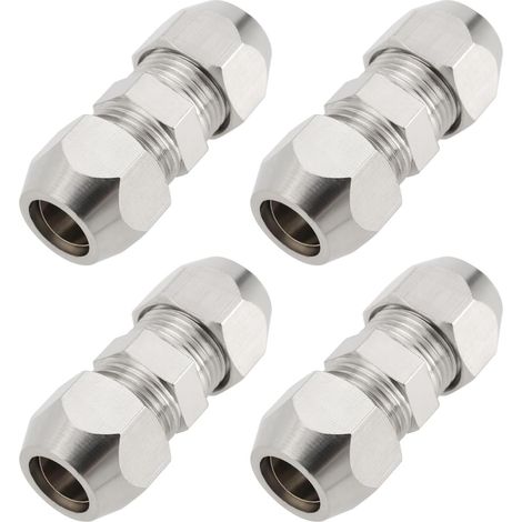 8mm Copper Compression Fittings for Straight Tubes Compression Fittings for Hydraulic Hoses Cooling Hoses Fuel System 8 x 34 mm Silver (1/5)