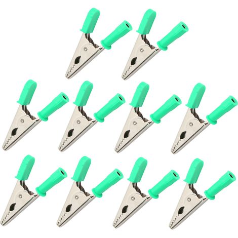 Lot de 10 Pinces Crocodile J.60047 Ouverture 20mm en Laiton pour Test de Batterie et Tests Électriques - Vert (1/5)