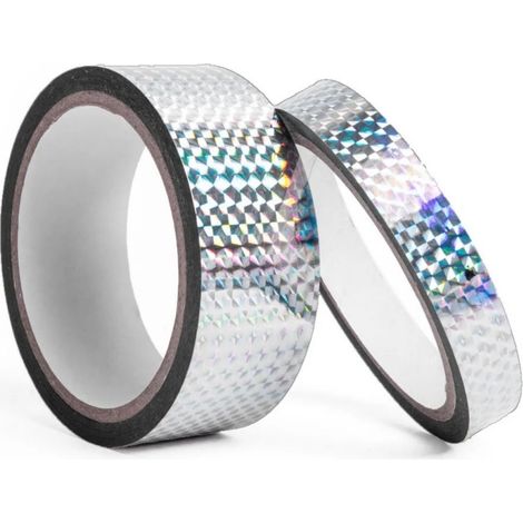 rollo de cinta holográfica, adhesivo fuerte, reflectante de alto brillo, resistente al agua, para jardinería, bricolaje y decoración. (1/5)