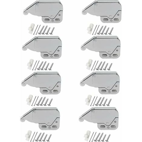 8 Pieces Push Latches, Cabinet Spring Latch, Mini Cabinet Latch, Push Bounce Cabinet Doors, Spring Latch, Door Latches with Retaining Plate Screws for Cabinet Doors (1/4)