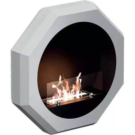 Caminetto a Bioetanolo da Parete Ottagonale Bianco 2Kw (1/4)