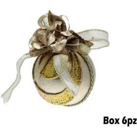 6 sfere decorate assortite per albero natale - colore oro - decorazione addobbo natalizio