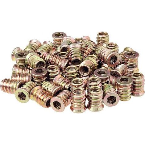 FarDeer 25 pièces Insert Fileté Bois, M6/M8/M10 Écrou hexagonal fileté en alliage de zinc, Manchons à Visser Prodessionnels,Écrous d'Insert en alliage de zinc Assortiment (M825mm 25 Pcs) (1/5)
