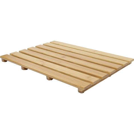 Spetebo – Tapis de bain en bambou 53 x 35,5 cm – Surface antidérapante avec 12 picots en caoutchouc – Bois de bambou certifié FSC