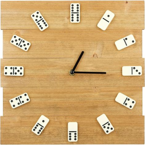 Horloge DOMINO noire et beige diam 30 cm (1/4)