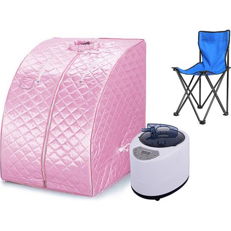 Mobile Mini Dampfsauna Heimsauna Wärmekabine Sitzsauna Saunakabine 80x70x98 cm (Rosa)