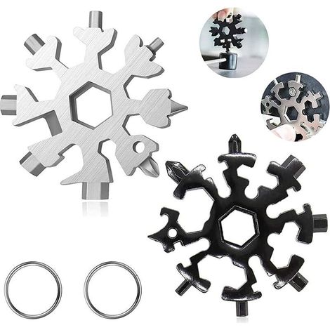 Outil Multifonction Flocon de Neige 18 en 1. 2 Pcs Clé à Flocon de Neige En Acier Inoxydable.Mini Tournevis Passe-partout en acier inoxydable. Portable Outil multifonction (1/5)