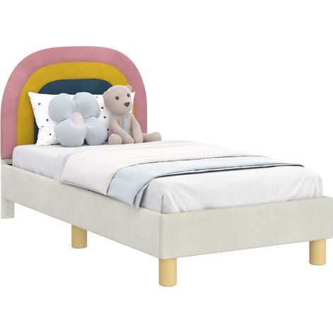 Toddler Bed Frame with Headboard Cream 70 x 140 cm Velvet vidaXL