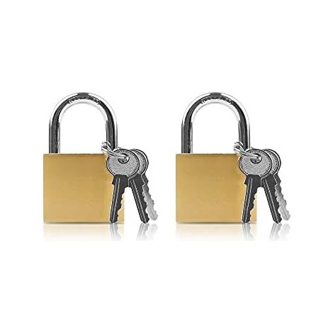 Set di 2 piccoli lucchetti con chiavi – per valigie, armadietti, borse da viaggio e mobili – serrature di sicurezza ideali – 32 mm (1/5)