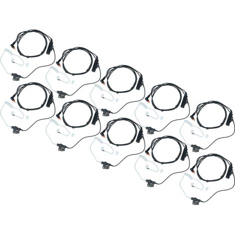 vhbw 10x Headset earpiece compatible with Motorola SL7550, SL1K, SL4010, SL1600, SL4000, SL7500, SL1M Radio Walkie Talkie, acoustic tube