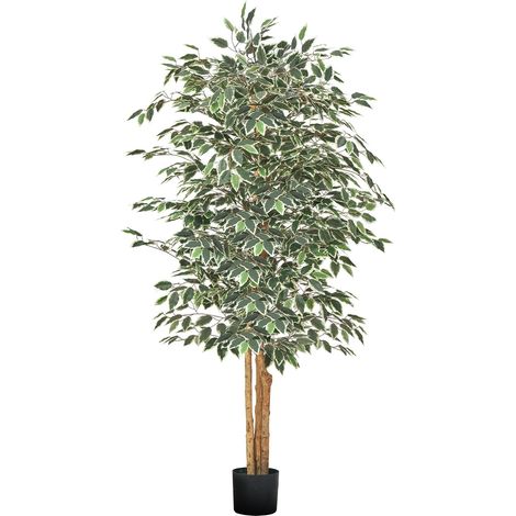 Arbre Artificiel, 1,8 m, Plante Artificielle en PE Ficus Artificiel avec Pot Noir, Tronc et Feuilles Vertes Réalistes, Faux Arbre pour Bureau, Salon, Chambre à Coucher, Décoration d'Intérieur (1/5)