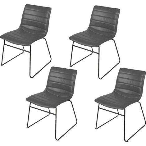 Lot de 4 chaises en métal design industriel BROOKLYN (1/3)