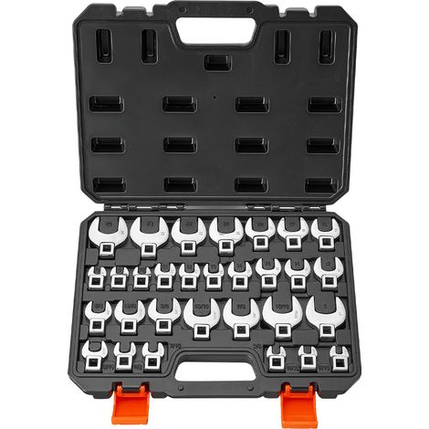Jeu de 30 Clés à Patte d'Oie Entraînement 3/8'' Métriques et SAE, Clé à Fourche en Acier Allié Cr-Mo, Mallette de Rangement, Double Marquage sur Clés et Coffret, pour Entretien Réparation Auto (1/5)