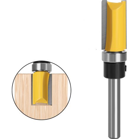 Fresa para madera con vástago de 6,35 mm (1/4 pulg.), perfil al ras y rodamiento, herramienta para trabajar la madera (1/4 x 1/2 pulg. x 25 mm)