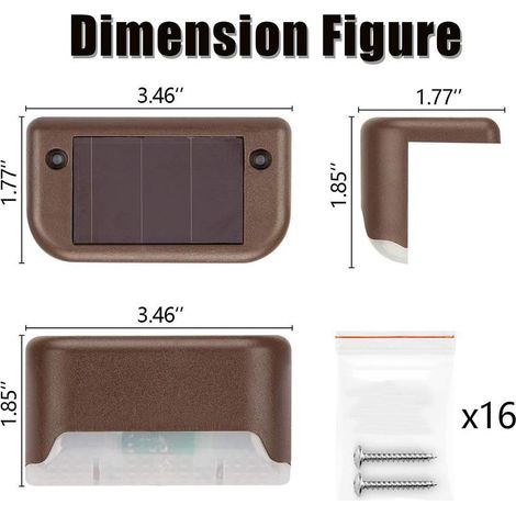 Lampes solaires extérieures pour escalier, éclairage LED étanche blanc pour terrasse, clôture, jardin, patio, lot de marches solaires. (1/4)