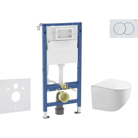 Geberit Duofix - Set bâti-support, cuvette Gaia et abattant softclose, plaque de déclenchement Delta01, blanc alpin SANI11CA3120B