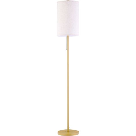 Lámpara de pie para salón con pantalla de lino, interruptor de cadena, E27, blanco crema (1/5)