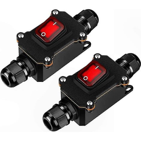 Wasserdichter 12V-Wippschalter mit roter LED-Anzeige, 2er-Pack, Kabelsteuerung für Boot, Auto und Wohnmobil (1/5)