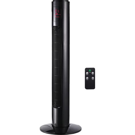 Ventilateur tour oscillant 70° télécommande 3 modes 3 vitesses minuterie 32x32x96 cm noir