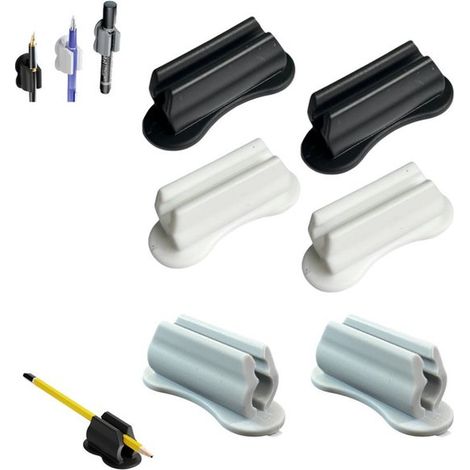 Lot de 6 - Porte-stylo - Porte-crayon - Blanc - Gris - Noir - Crochet porte-stylo - Boucle pour stylo - Porte-stylo pour infirmières - Porte-marqueur - Accessoires de bureau - Fournitures de bureau Bl (1/5)
