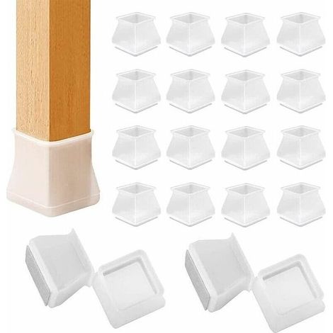 Kit de 16 Pcs de Silicone Chaise Casquettes Protection des Pieds de Chaise Carrée Capuchons Patins Silicone Membrane 495770, 795083 35-40mm (1/4)