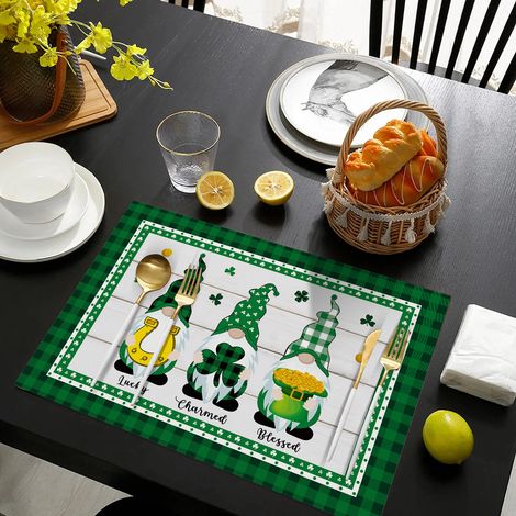 Creative Christmas Placemat, Leather, Non-slip, Waterproof, Heat Insulated, Home Placemat, Hotel Restaurant Placemat - Elf-4 - Leather Printed 3045CM
