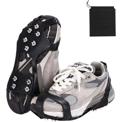 (Size M (Size 35-40)) 1 Double Spike Crampons Anti-Slip Claws Anti-Slip Shoes Snow Grips Cleats with 10 Snow Spikes, Winter Hiking Hunting Walking, Unisex Anti-Slip Protection MUMU (1/4)