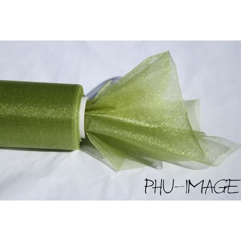Organza decorativa 16 cm 1 rotolo verde oliva
