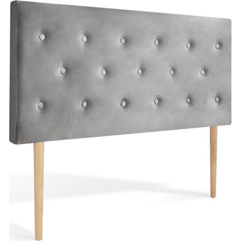 Intensedeco – Tête de lit capitonnée 140cm – Velours gris 100% polyester – Design scandinave élégant – Dimensions H100 x P8 cm (1/3)
