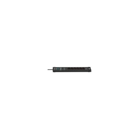 Multipresa con protezione da sovratensione 60.000A, 6 prese, 3 m con 2 porte USB, modello H05VV-F3G1.5, nera, linea Premium-Line.