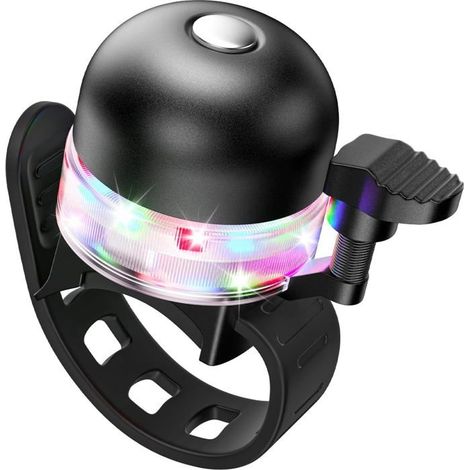 Ecleanfy - LED Sonnette Velo,100 DB Son Clair et Fort Sonnette Vélo avec 3 LED Modes Alliage D'aluminium Sonnette Velo Enfant pour Enfants (1/5)
