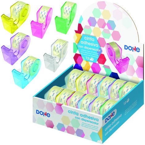 EXPOSITOR DE 12 DISPENSADORES DE CINTA ADHESIVA - COLORES SURTIDOS DOHE 50987