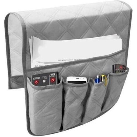 Accoudoir Canapé Organisateur Titulaire de Canape Sofa Fauteuil Caddy Chaise Lit Stable Sac de Rangement Stockage Suspendu Accoudoir à Poches pour Télécommande TV Téléphone IPad Livre Magazines (1/5)