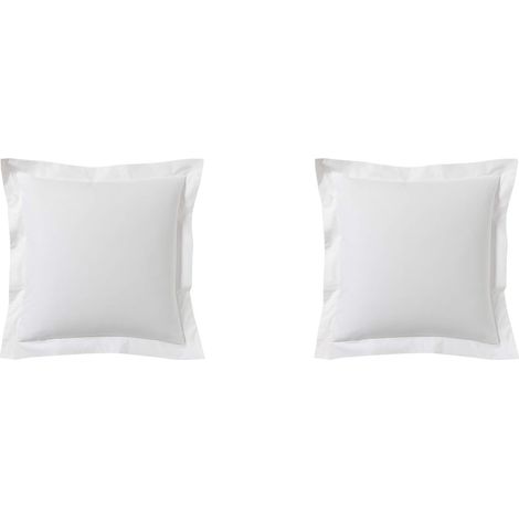 Lot de 2 taies d'oreillers blanc 100% coton biologique 65x65 (1/2)