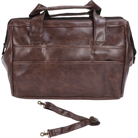 Sacoche Barbier Organisateur Marron Porte-Outils Coiffeur Sac à Rasage en Cuir PU avec Pochettes pour Tondeuse, Accessoires de Coiffure, Étui Professionnel de Rangement pour Salon (1/5)