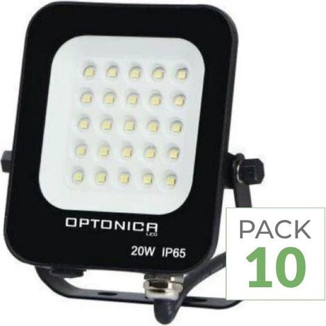 Pack de 10 - Projecteur LED Extérieur SMD 20W IP65 Noir - Blanc Neutre - SILUMEN