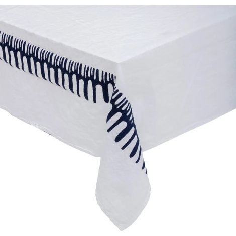 Nappe Déco "Brodée" 150x300cm Blanc (1/5)