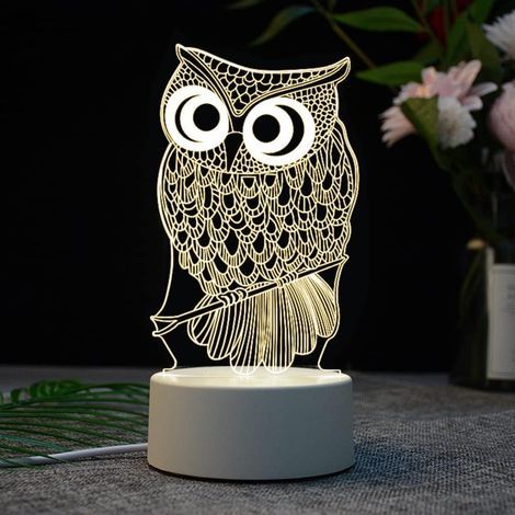 3D-Eulen-Nachtlicht, Dekoratives Eulen-Nachtlicht, USB, Monochrom (1/5)