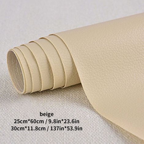 Patchs en cuir, 1 rouleau de patchs en cuir PU auto-adhésifs, trousse de premiers secours pour sièges auto, canapés, meubles, vestes, sacs à main, 50 x 137 cm, beige