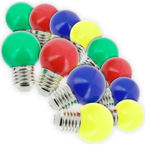 Lot de 12 Ampoules E27 1W Eq 20W Panaché Guirlande guinguette extérieur (1/4)