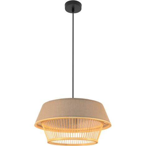 Lampada de soffitto a sospensione Bambu Yovani Nero/naturale 1xe27 46d