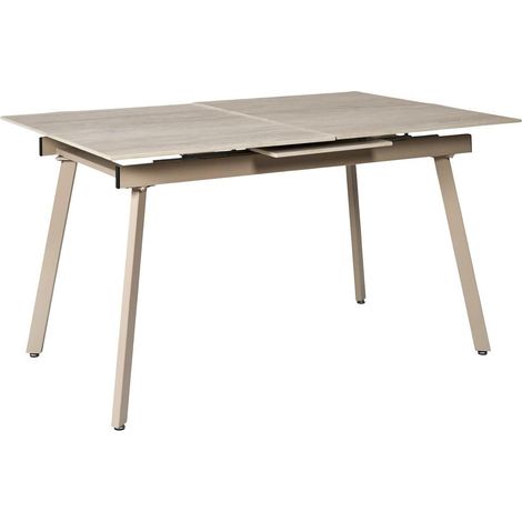 Table à manger extensible en céramique effet travertin 6 à 8 places PIETRA