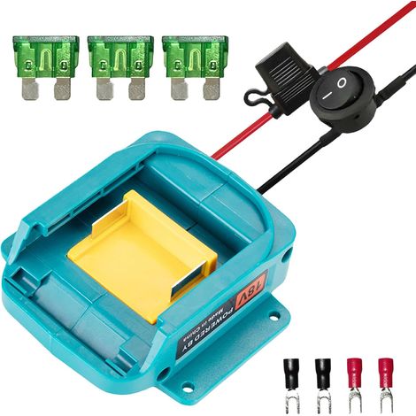 Adaptateur Power Wheel,Power Wheel Adapter 18V,Convertisseur de Puissance avec Fuse & Switch pour Voiture RC, Bricolage, Robotique, Camion RC (1/5)