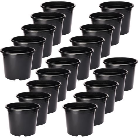 Garronda Blumentopf Kunststoff Pflanztopf rund Kräutertopf Anzuchttöpfe Blumentopf Schwarz für Innen und Aussen 32cm GD-0025 (20 Stück Schwarz, ⌀ 32 cm H 26 cm)