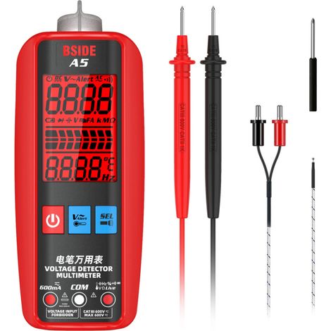 Intelligentes digitales Multimeter mit Multifunktionsanzeige und 3-Ohm-Messwerten.