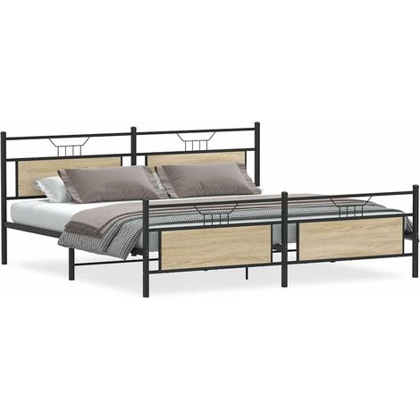 Maison Exclusive - Cadre de lit en métal sans matelas chêne sonoma 200x200 cm (1/5)