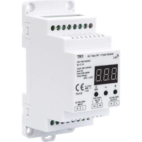Regulador Universal LED TRIAC RF/Pulsador para Carril DIN 2 A